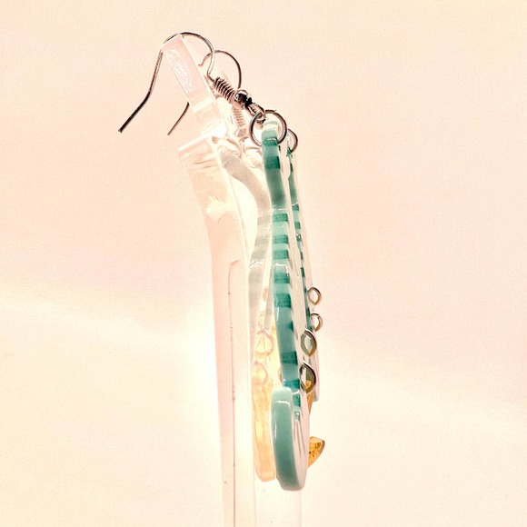 Dinosaurs With Gold Boots Earrings - Dinosaur Earrings - Trending Earrings - Picture 2 of 8